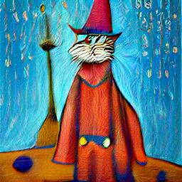 generated: a super math wizard cat, richly textured oil painting #6